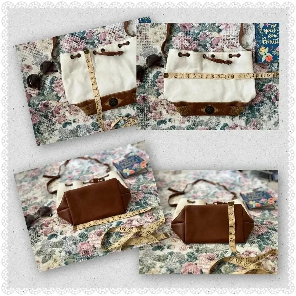 ✨Host Pick✨Vintage Ivory White Drawstring Bag Boho Southwestern Bucket Crossbody